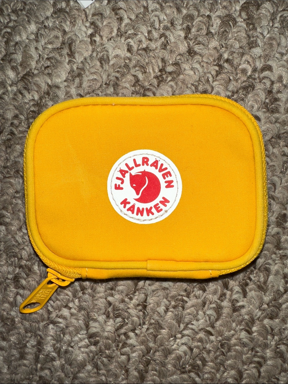 Fjallraven Kanken Small Zip Pouch in Bright Yellow with Red Logo